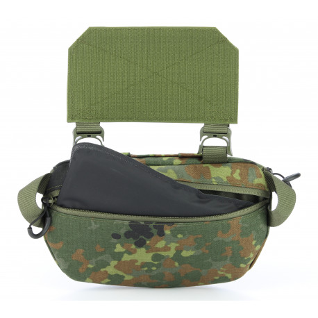 Hüfttasche modular flecktarn mit ballistischer Einlage und Klettadapter