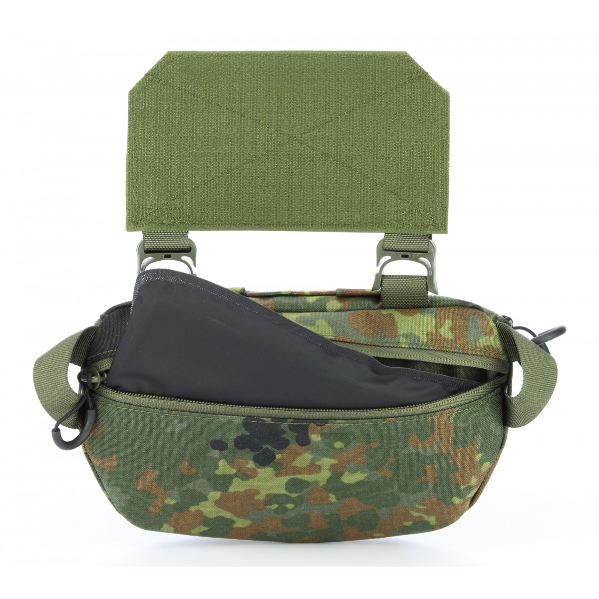 Hüfttasche modular flecktarn mit ballistischer Einlage und Klettadapter