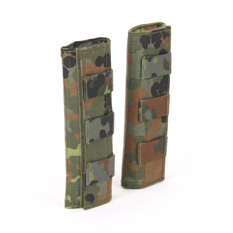 Plate carrier shoulder pads with lasercut Molle trim