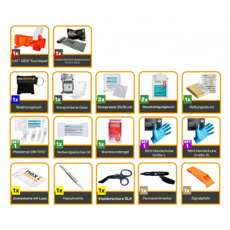 nextRESCUE® ForestAidKit / Erste-Hilfe Jagd Basic | Füllung nextRESCUE®