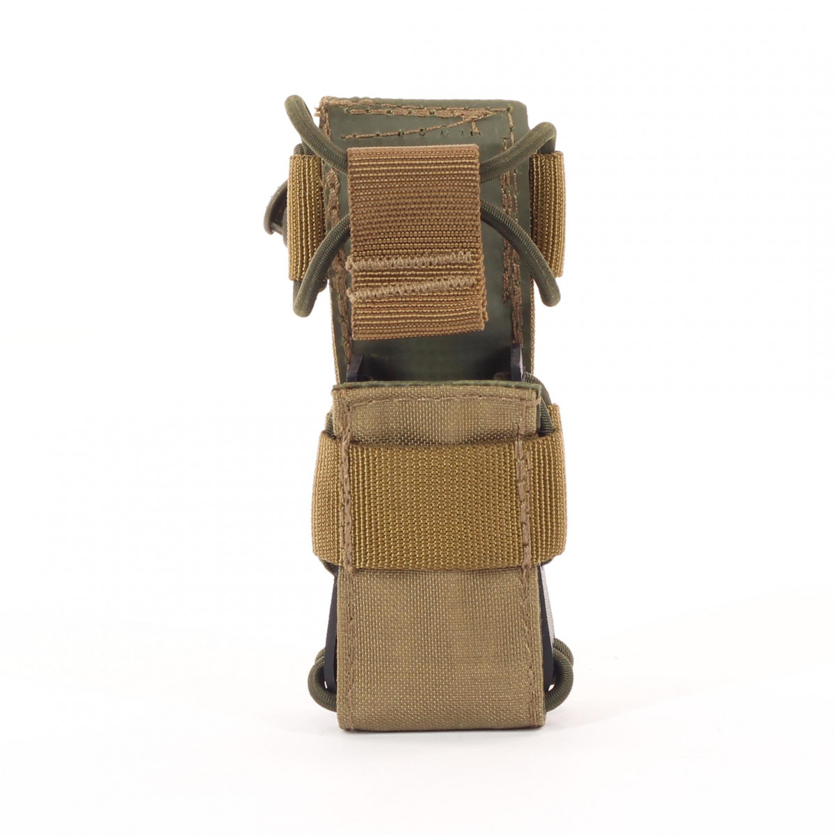 Universal lamp holster and magazine pouch MOLLE system in Coyote