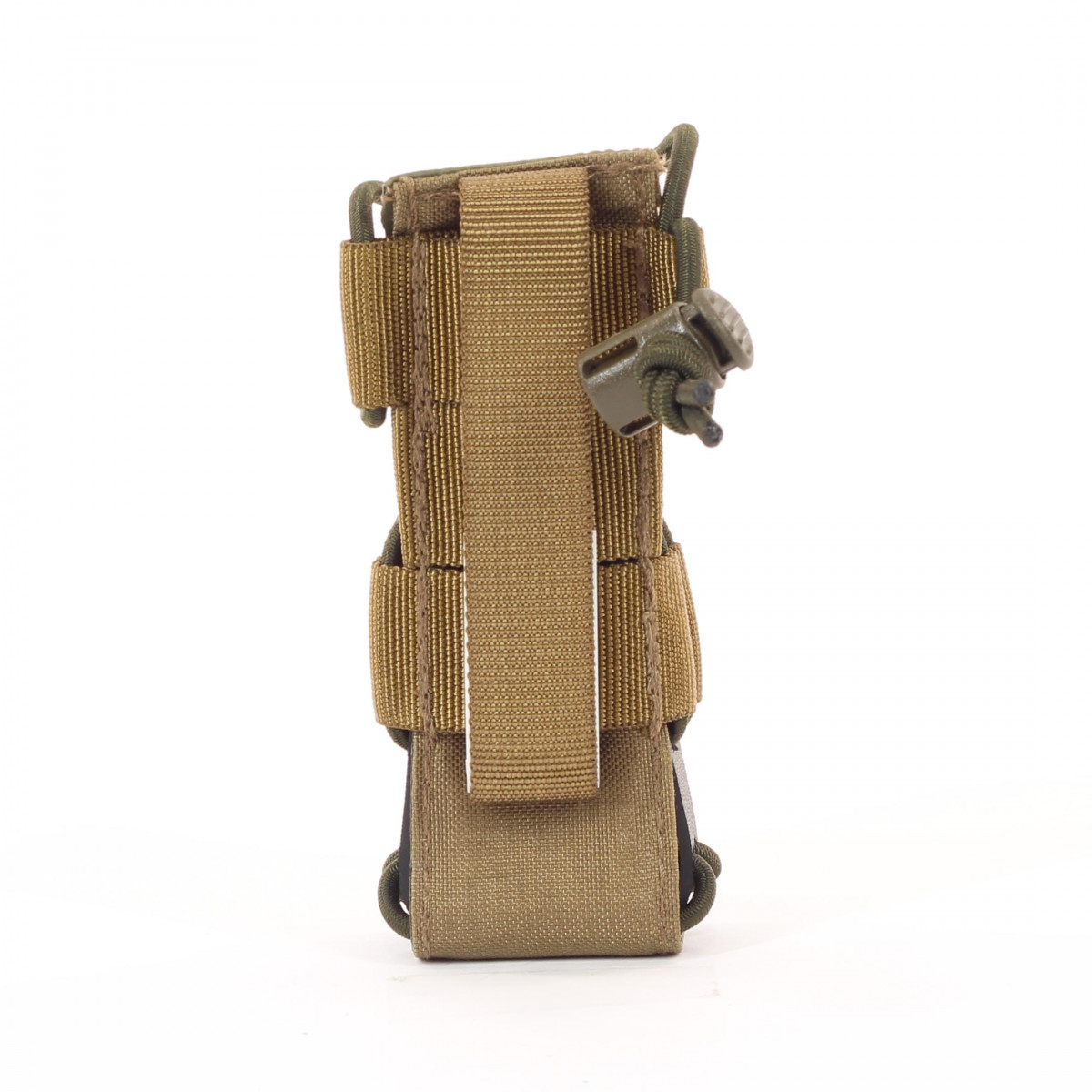 Universal lamp holster and magazine pouch MOLLE system in Coyote