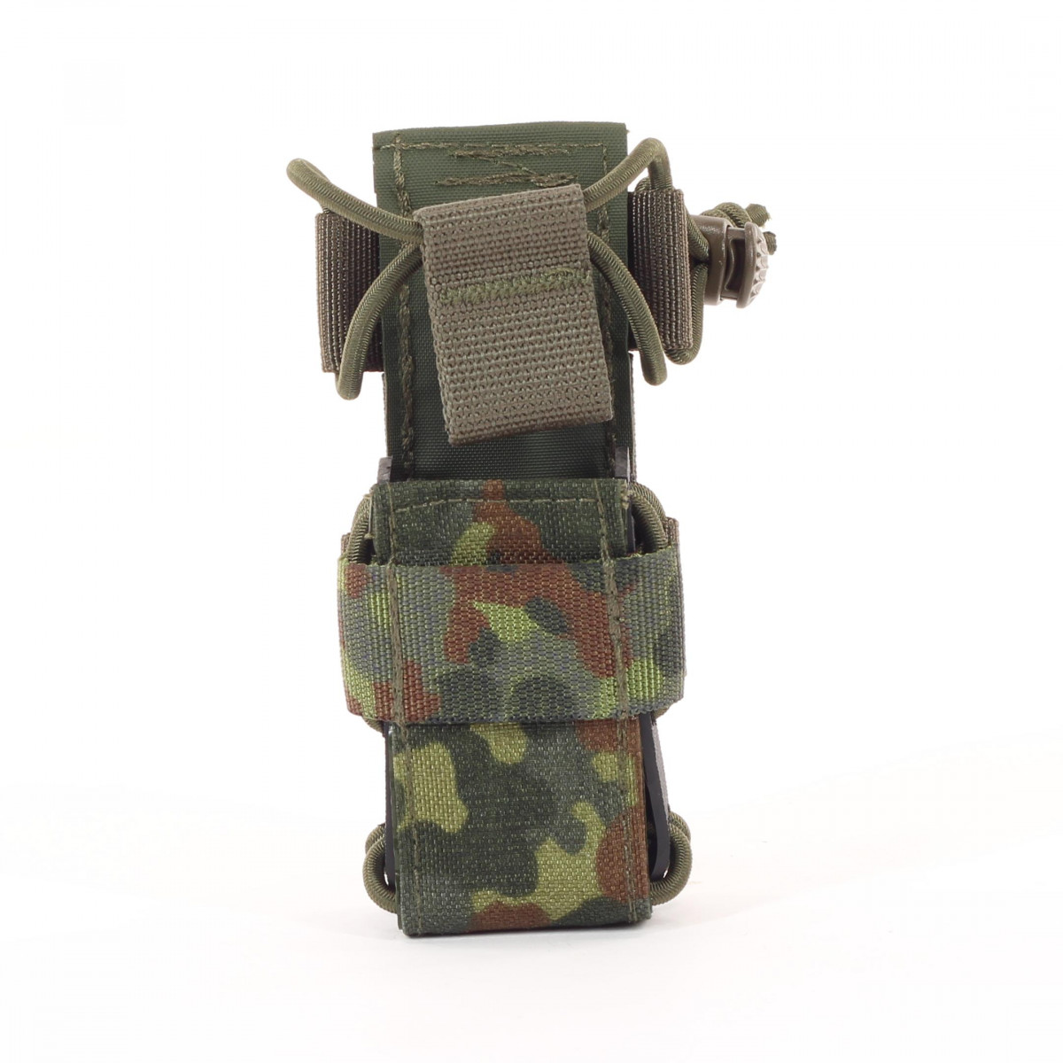 Universal lamp holster and magazine pouch MOLLE system in camouflage