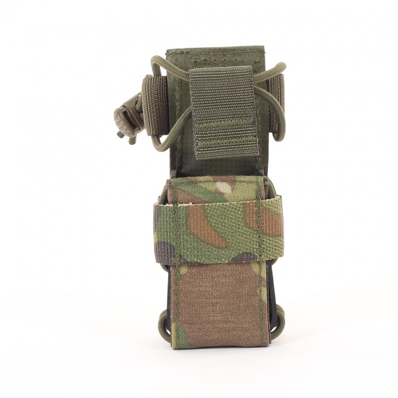 Universal lamp holster and magazine pouch MOLLE system in Multicam