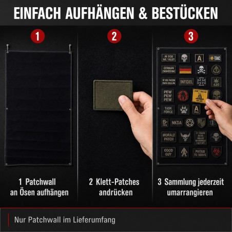 Patchwall 70x100 mit großer schwarzer Klettfläche für Moral-Patches, ID-Patches und Fun-Patches