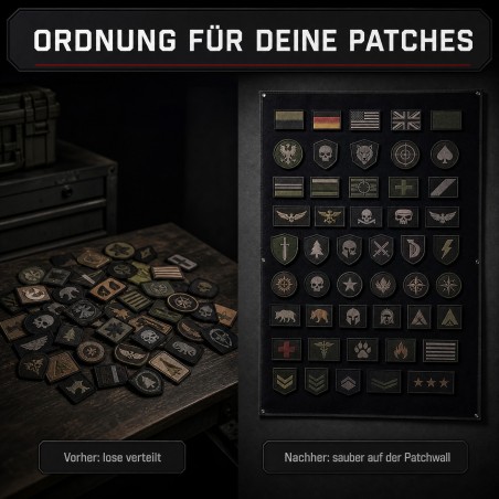 Patchwand für mehr Ordnung mit Vorher-Nachher-Vergleich der Patch-Sammlung