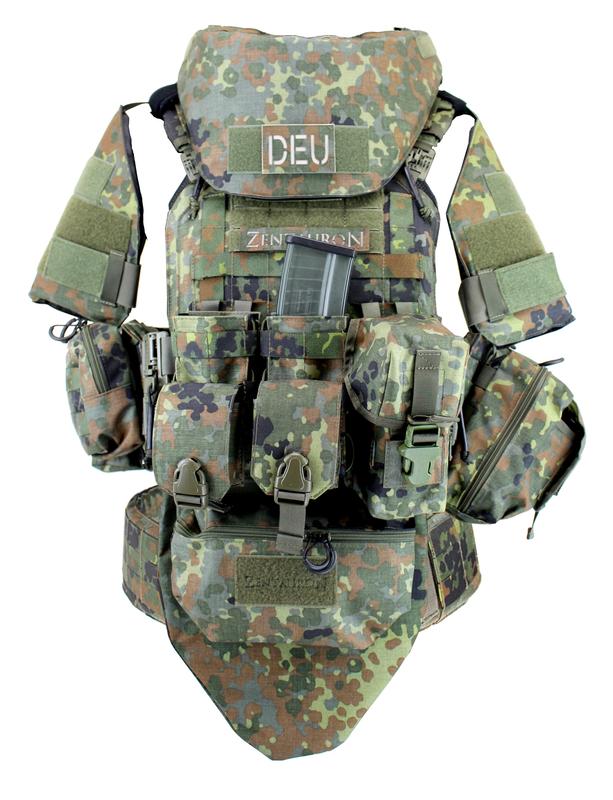 Plate carrier Vuclan III with full equipment in German Flecktarn