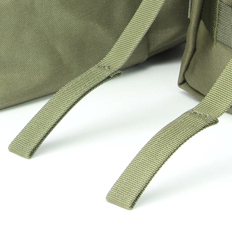 Close-up of the Zentauron Faststick system, two webbing straps whose ends are double stitched.